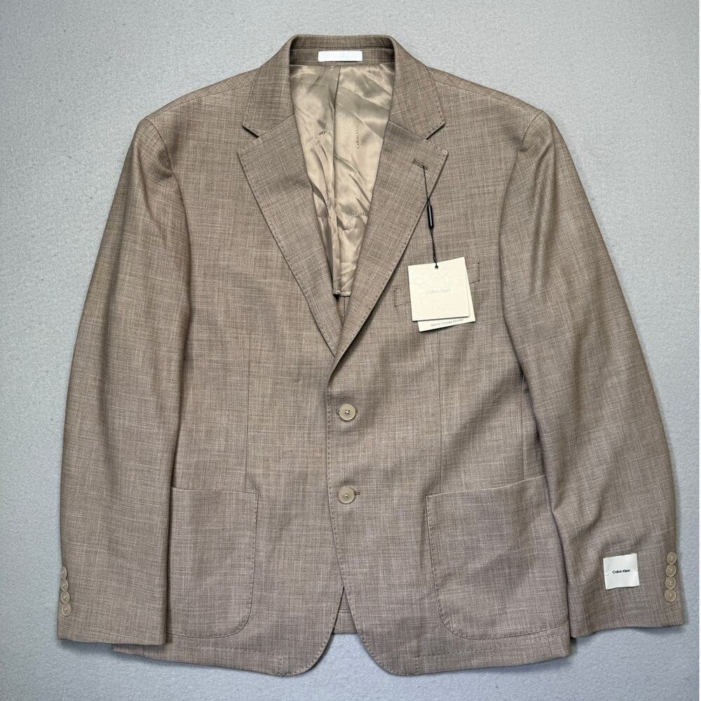 Calvin Klein Men's Solid Slim-Fit Soft Sport Coat Tan 44S $295